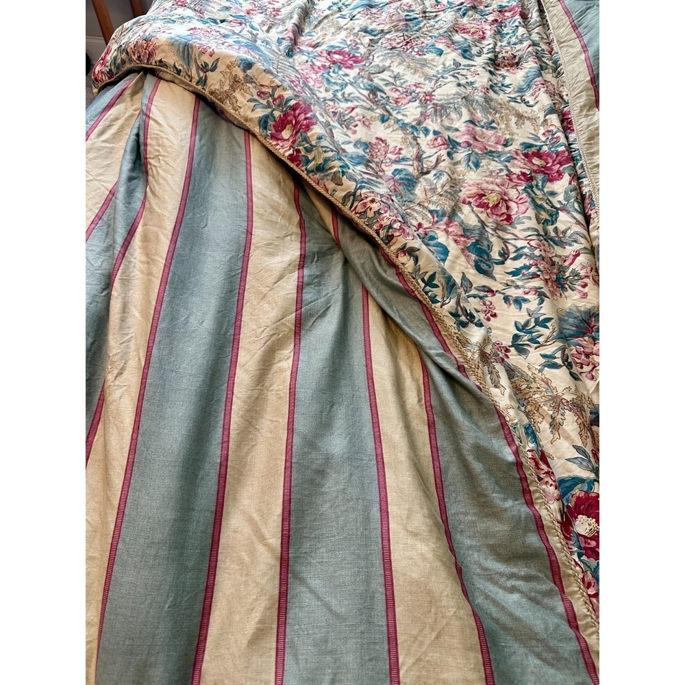 King Ralph Lauren Tangier Floral Comforter Reversible Stripe Jute Trim RL Lauren - Picture 5 of 8